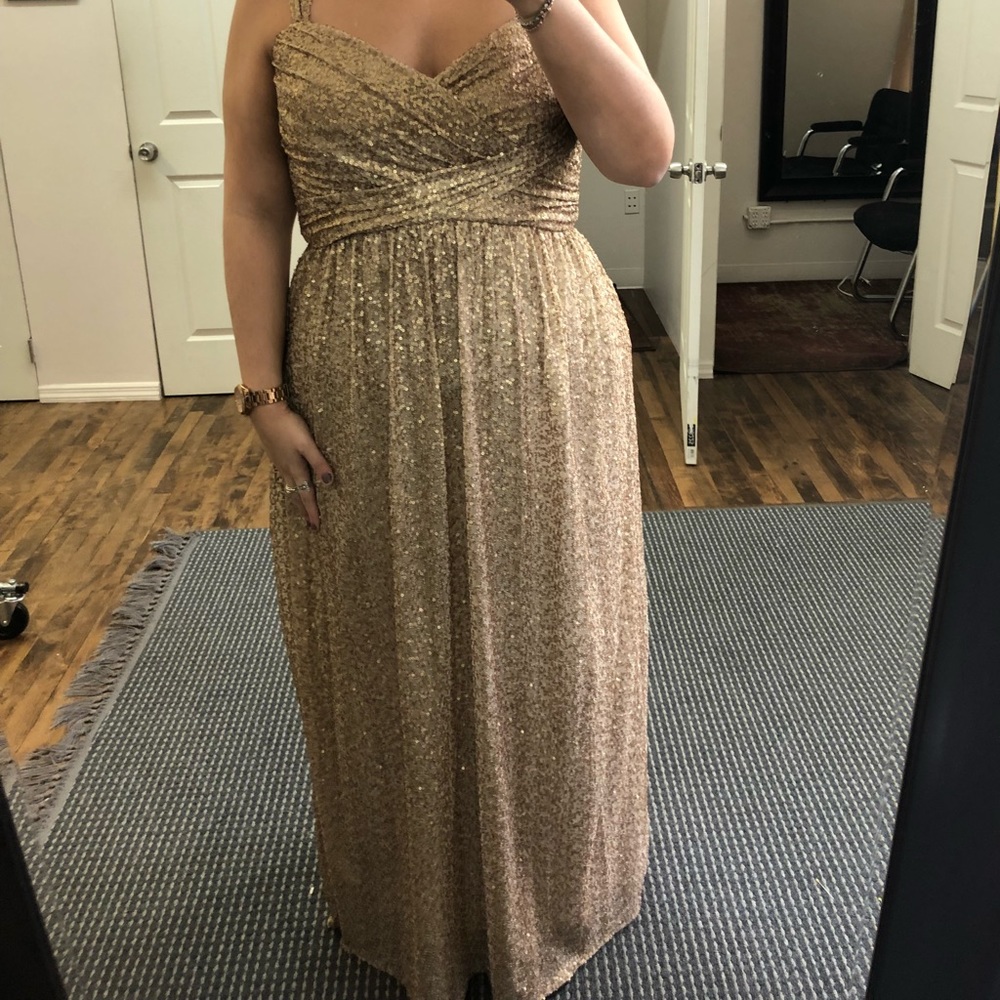 Amsale Gold Sequins Bridesmaid Dress plus size
